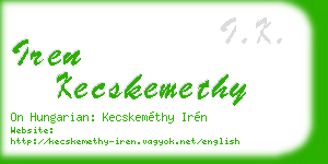 iren kecskemethy business card